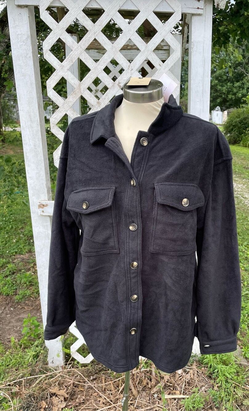 Active USA Basic Soft Black Kristy Shacket Jacket Medium Boutique New